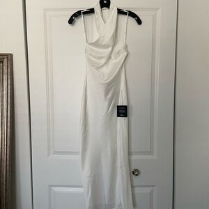 NWT Lulus Beyond Classy Halter Midi White Satin Dress XS